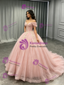 Pink Tulle Sequins Straps Appliques Quinceanera Dress