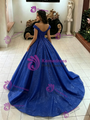 Blue Sequins Off the Shoulder Quinceanera Dress