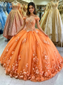 Orange Tulle Off the Shoulder Appliques Quinceanera Dress