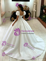 White Puff Sleeve Tulle Quinceanera Dress