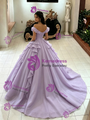 Purple Tulle Off the Shoulder Quinceanera Dress