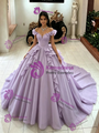 Purple Tulle Off the Shoulder Quinceanera Dress