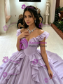 Purple Tulle Off the Shoulder Quinceanera Dress