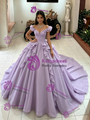 Purple Tulle Off the Shoulder Quinceanera Dress