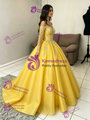 Yellow Tulle Off the Shoulder Quinceanera Dress