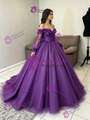 Purple Tulle Off the Shoulder Quinceanera Dress