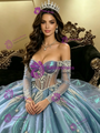 Blue Off the Shoulder Quinceanera Dress