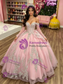 Pink Tulle Off the Shoulder Appliques Quinceanera Dress