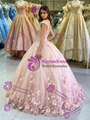Pink Tulle Off the Shoulder Appliques Quinceanera Dress