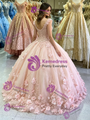 Pink Tulle Off the Shoulder Appliques Quinceanera Dress