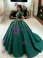 Green Puff Sleeve Sequins Quinceanera Dress