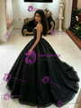Black Tulle Strapless Sequins Quinceanera Dress