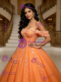 Orange Tulle Off the Shoulder Appliques Quinceanera Dress