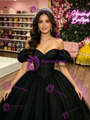 Black Tulle Off the Shoulder Quinceanera Dress