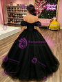 Black Tulle Off the Shoulder Quinceanera Dress