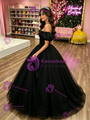Black Tulle Off the Shoulder Quinceanera Dress
