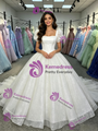 White Sequins Puff Sleeve Quinceanera Dress