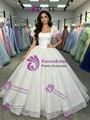 White Sequins Puff Sleeve Quinceanera Dress
