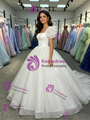 White Sequins Puff Sleeve Quinceanera Dress