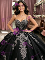 Black Tulle Appliques Quinceanera Dress