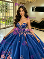 Blue Tulle Appliques Quinceanera Dress