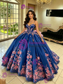 Blue Tulle Appliques Quinceanera Dress