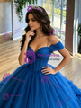 Royal Blue Tulle Off the Shoulder Quinceanera Dress