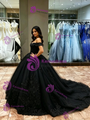 Black Tulle Off the Shoulder Appliques Quinceanera Dress