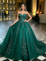 Green Tulle Strapless Quinceanera Dress