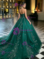 Green Tulle Strapless Quinceanera Dress