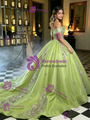 Green Tulle Off the Shoulder Quinceanera Dress