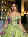 Green Tulle Off the Shoulder Quinceanera Dress