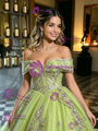 Green Tulle Off the Shoulder Quinceanera Dress