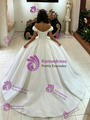 White Tulle Off the Shoulder Sequins Quinceanera Dress