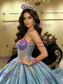 Blue Tulle Straps Quinceanera Dress