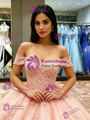 Pink Tulle Straps Appliques Quinceanera Dress