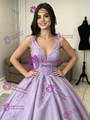 Purple Tulle Appliques Quinceanera Dress