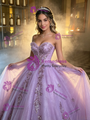 Purple Tulle Strapless Appliques Quinceanera Dress