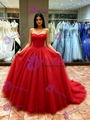 Red Tulle Strapless Quinceanera Dress