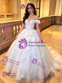 White Tulle 3D Flower Quinceanera Dress