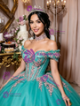 Blue Tulle Off the Shoulder Appliques Quinceanera Dress