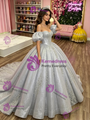 Silver Gray Off the Shoulder Quinceanera Dress