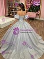 Silver Gray Off the Shoulder Quinceanera Dress