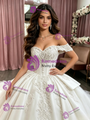 White Tulle Off the Shoulder Appliques Quinceanera Dress