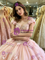 Pink Ball Gown Tulle Appliques Quinceanera Dress