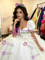 White Tulle Puff Sleeve Quinceanera Dress