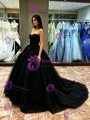 Black Tulle Strapless Quinceanera Dress