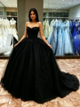 Black Tulle Strapless Quinceanera Dress