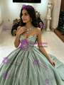 Green Tulle Sequins Quinceanera Dress