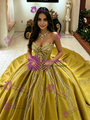 Green Tulle Strapless Sequins Quinceanera Dress